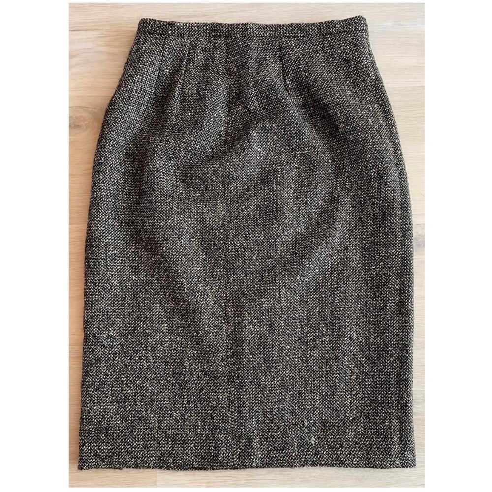 Vintage Valentino Miss V Wool Mohair Tweed Slim Skirt Italy Luxury Office Chic 6